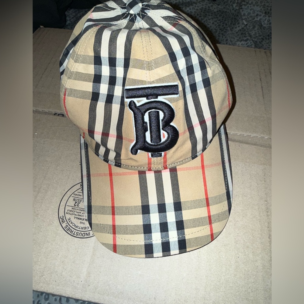 Cotton Vintage Check Monogram Baseball Hat S Archive Beige LARGE